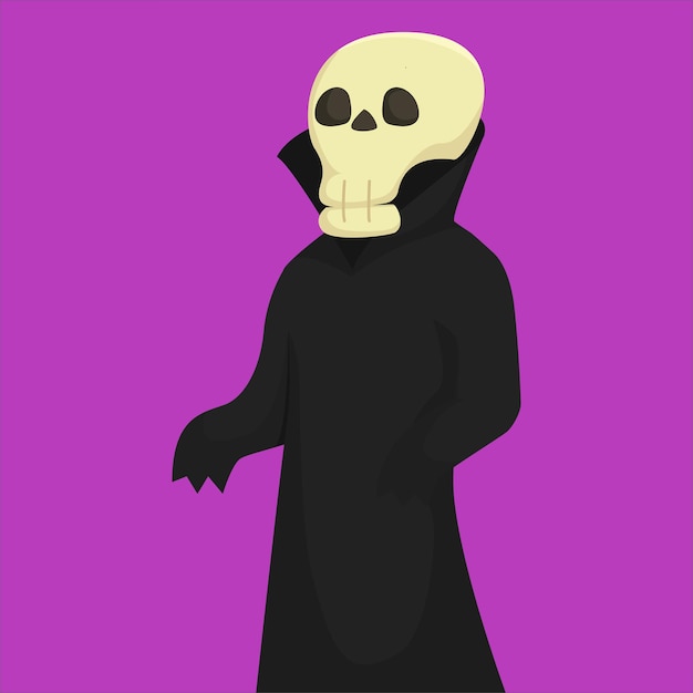 Scary Halloween Skeleton Character Design Illustration