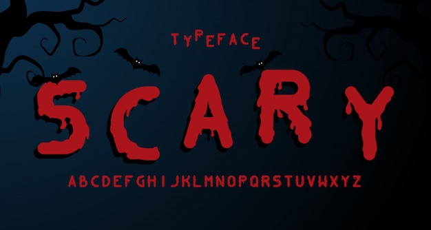 Scary horror alphabet font.