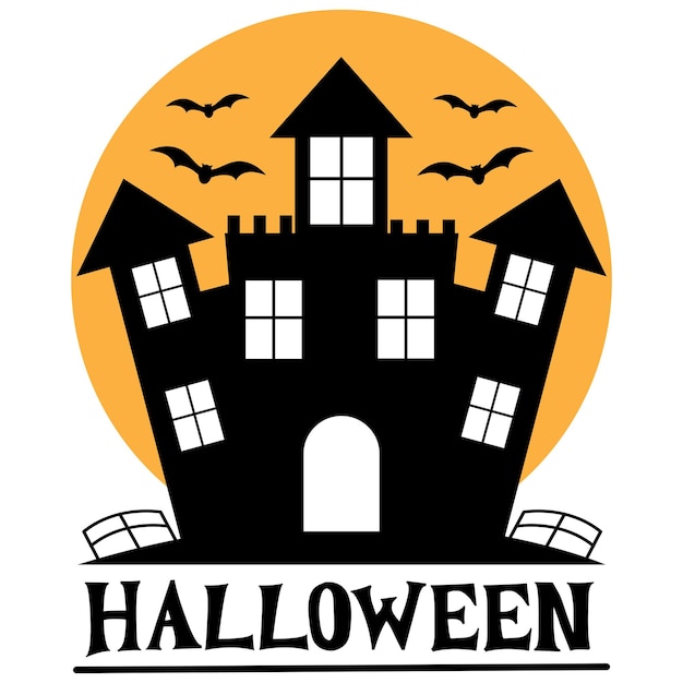 Scary house halloween design lettering typography