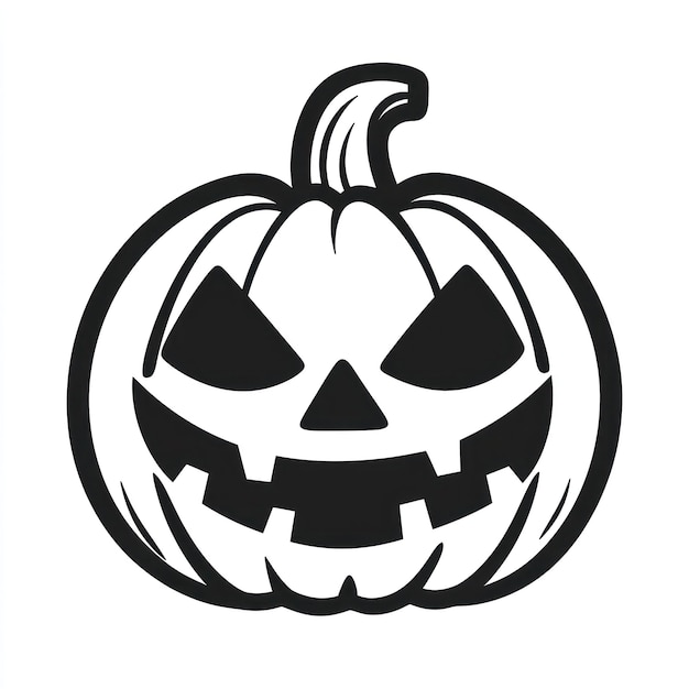 Scary Jack o lantern vector linear black