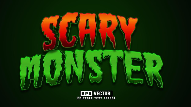 Scary Monster 3d Style Editable Text Effect Vector With Background