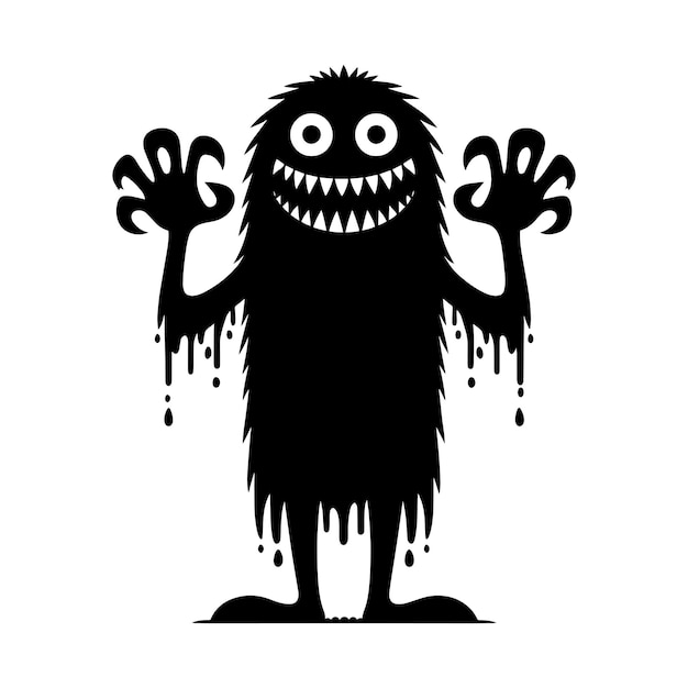 Scary Monster silhouette vector illustration isolated on a white background