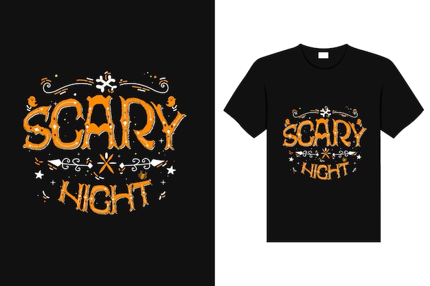 Scary Night TShirt Design Template typography  scary Halloween tshirt graphic