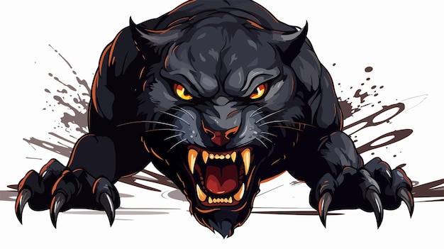 Vector scary panther mascot ripping through background