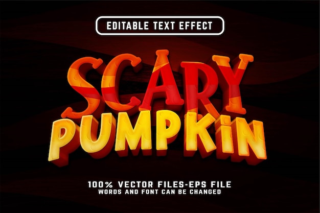 Scary Pumpkin 3d cartoon text effect premium vectors