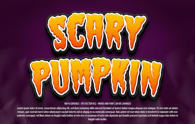 Scary pumpkin 3d editable text effect template style