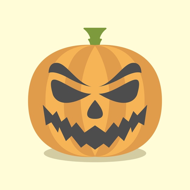 Scary pumpkin face in minimal cartoon style