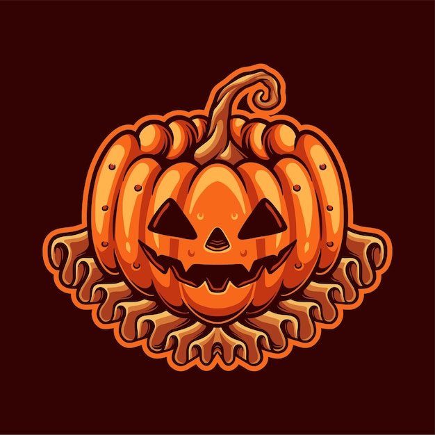 Scary Pumpkin Halloween party. Spooky Halloween Illustration