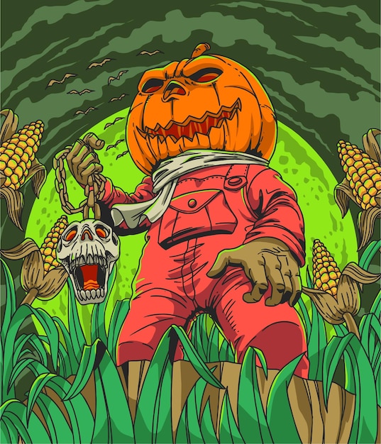 scary pumpkin head monster haunted