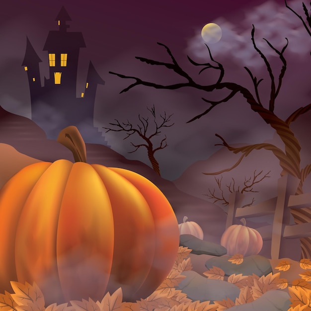 Scary pumpkins halloween poster template