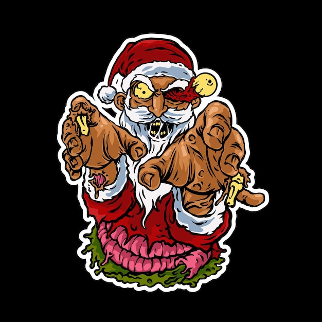 scary santa zombie monster illustration