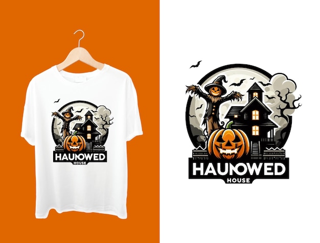 Vector scary skull pumpkin halloween premium tshirt design