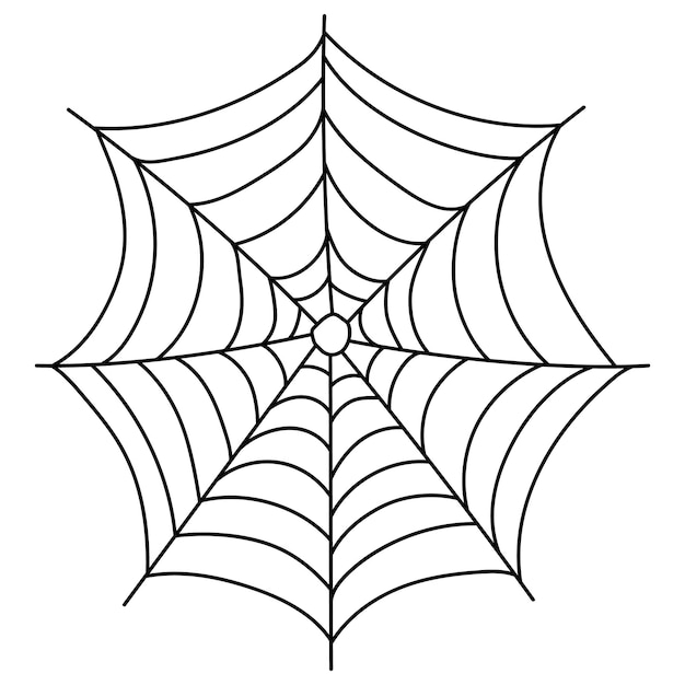 Scary spider web isolated Spooky Halloween decoration Outline cobweb illustration