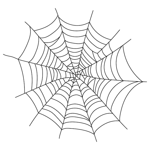 Scary spider web isolated Spooky Halloween decoration Outline cobweb illustration