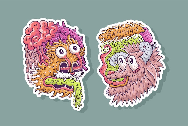 scary trippy monster doodle vector illustration design