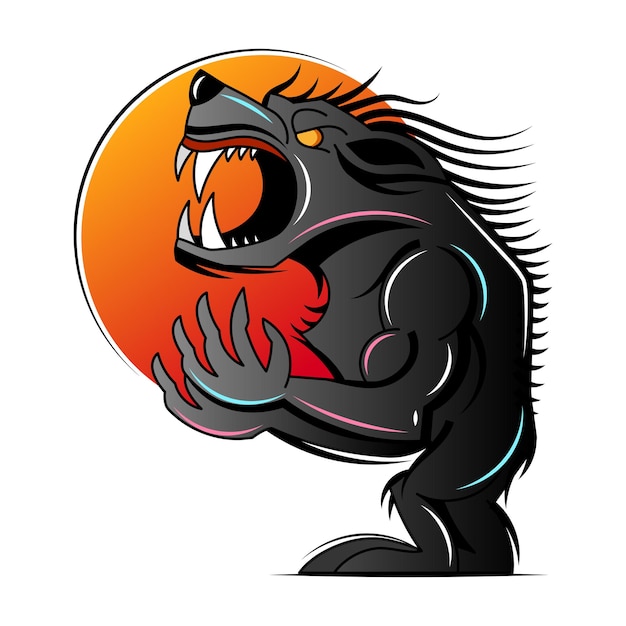 Scary wolfman werewolf or wolf animal mascot illustration