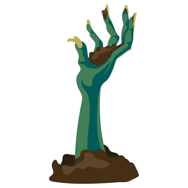 Scary zombie hand crawling out of the ground on a white background Halloween holiday vector