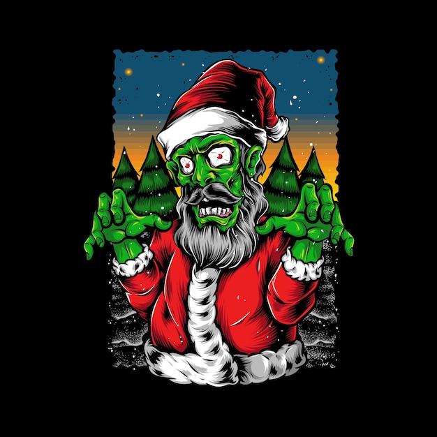 Scary zombie santa vector character