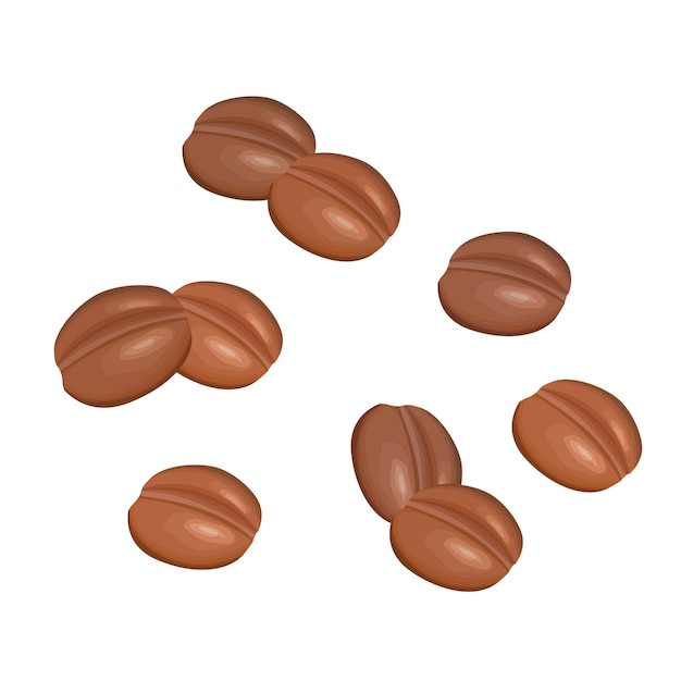 Scattered coffee beans Flat cartoon Isolated vector EPS10