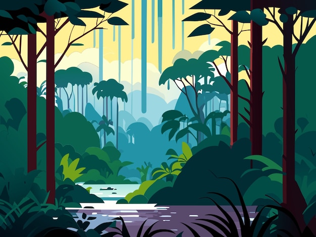 a scene of a costa rico rain forest vector illustration