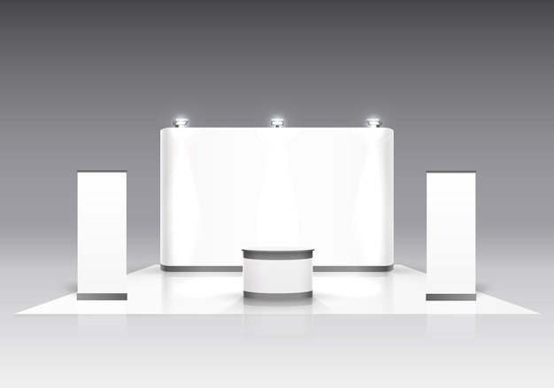 Scene show Podium for presentations on the gray background. Vector illustration