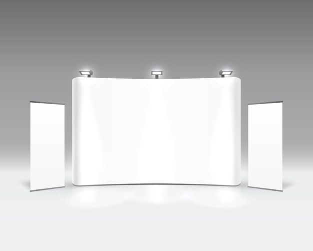 Scene show Podium for presentations on the gray background. Vector illustration