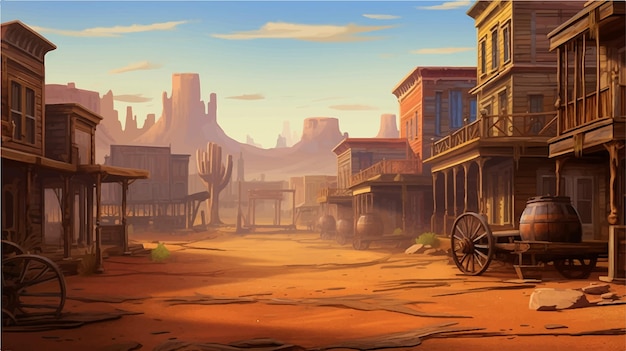 a scene of a small town desert game background