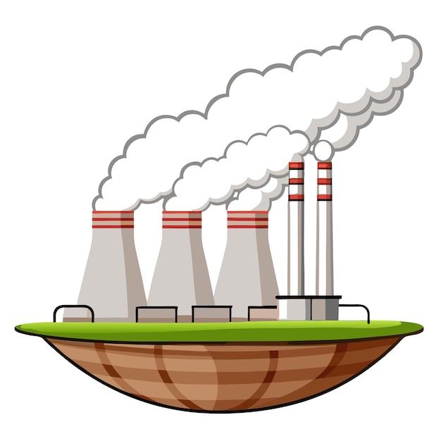 Vector scene with factory buildings producing smoke on a isolated white background 8