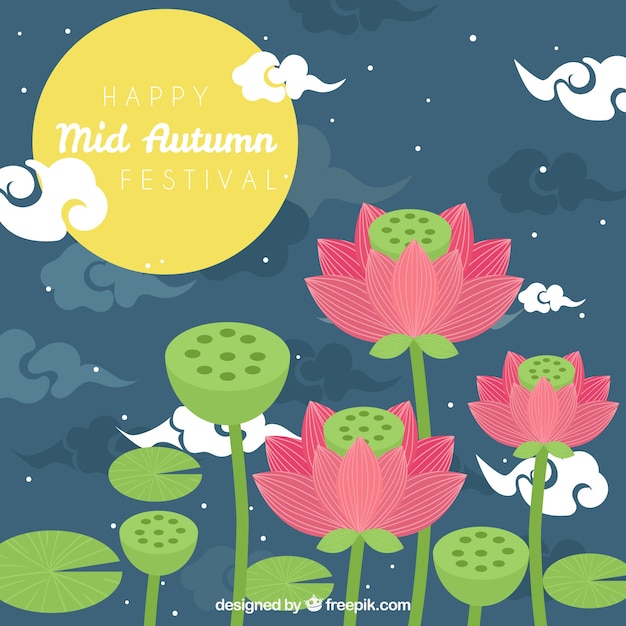 Scene with flowers, mid autumn festival