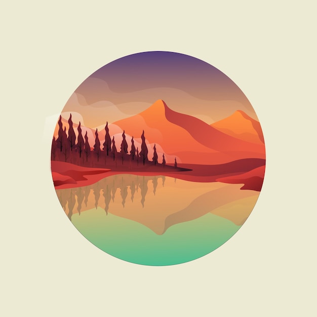 Scenery logo design landscape vector illustration