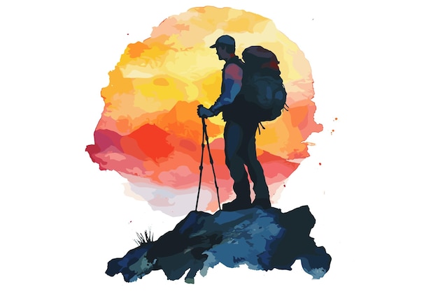 Vector scenic hiking watercolor illustration hiking water colour watercolor travel kit mini watercolor