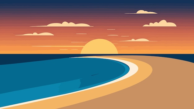 Vector scenic tropical beach sunset abstract vector art