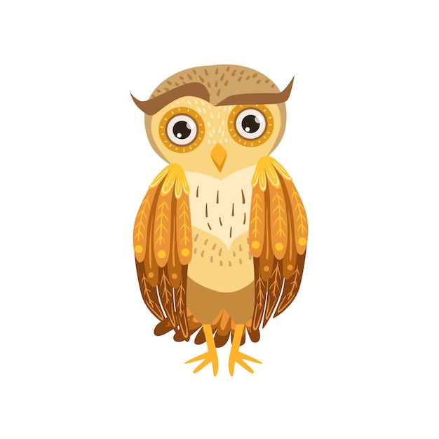 Sceptic Owl Cute Cartoon Character Emoji With Forest Bird Showing Human Emotions And Behavior