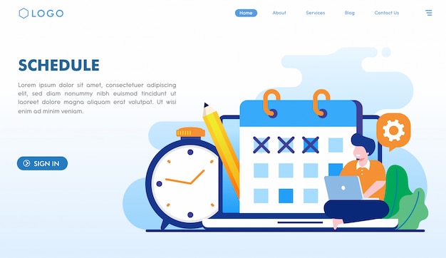 Schedule landing page template