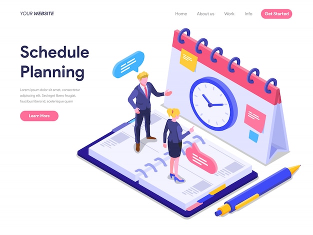 Schedule Planning Concept for landing page, ui, web, homepage, banner