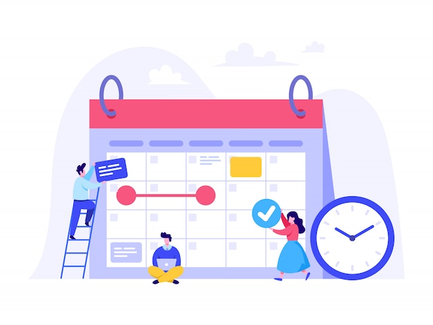 Schedule Planning Concept for landing page, ui, web, homepage