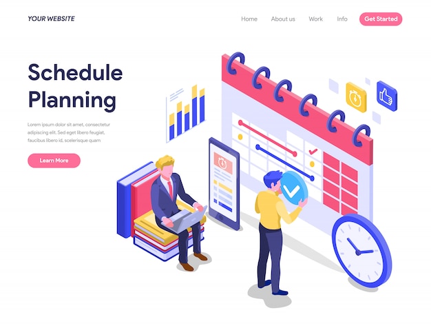 Schedule Planning Isometric Concept For landing page, UI, Website