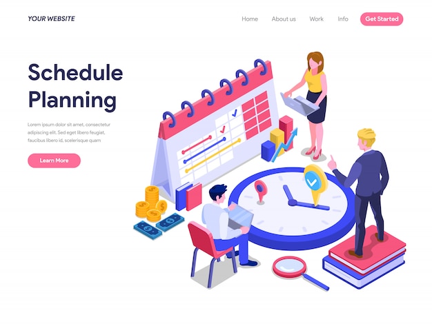 Schedule Planning Isometric Concept For landing page, UI, Website