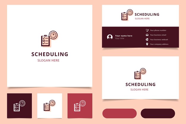 Scheduling logo design with editable slogan branding book