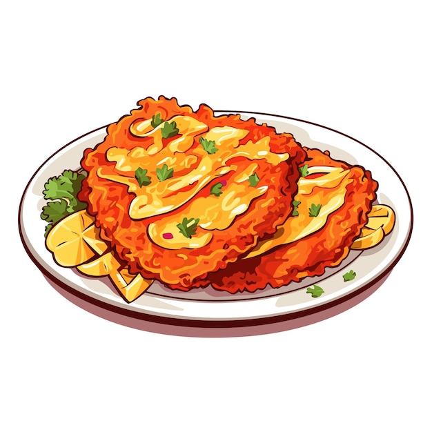 schnitzel austria foodcartoon vector illustrator