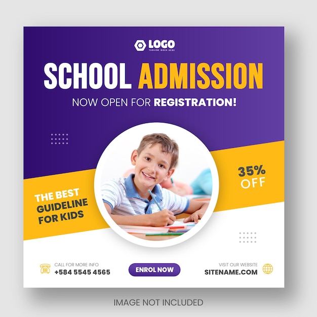 School admission and back to school facebook or social media post amp web banner design template