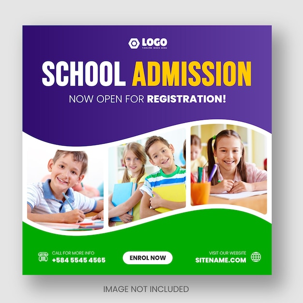 School admission and back to school facebook or social media post amp web banner design template