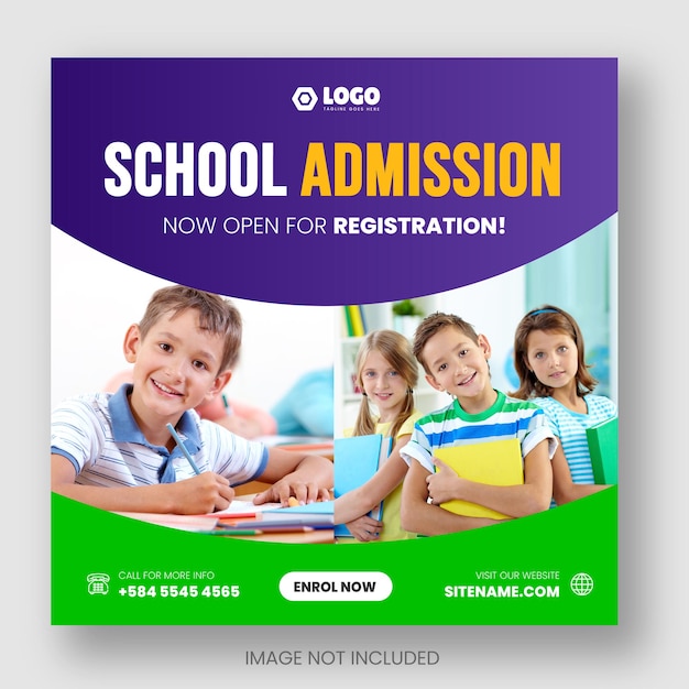 School admission and back to school facebook or social media post amp web banner design template