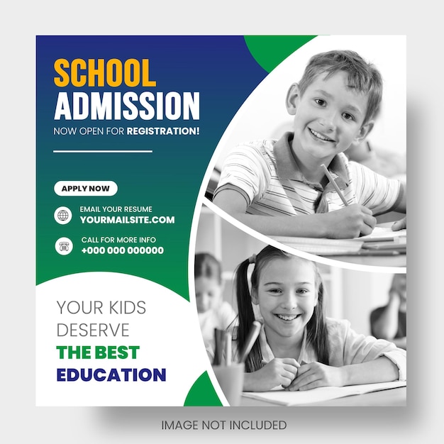 School admission and back to school facebook or social media post amp web banner design template