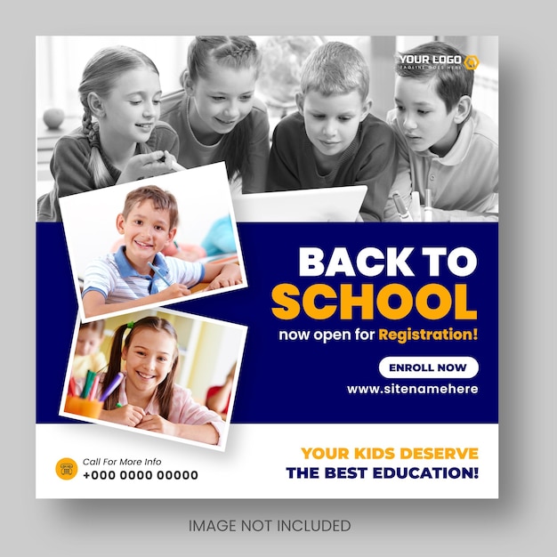 school admission and back to school Facebook or social media post amp web banner design template