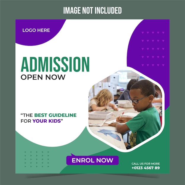 school admission back to school square banner or social media post template