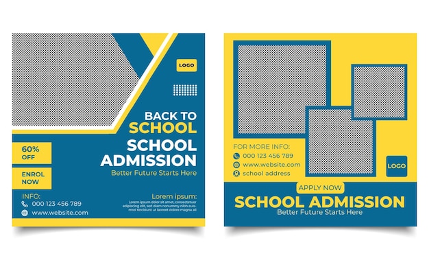 School admission banner design. School, college, kids, education poster, or editable banner design.