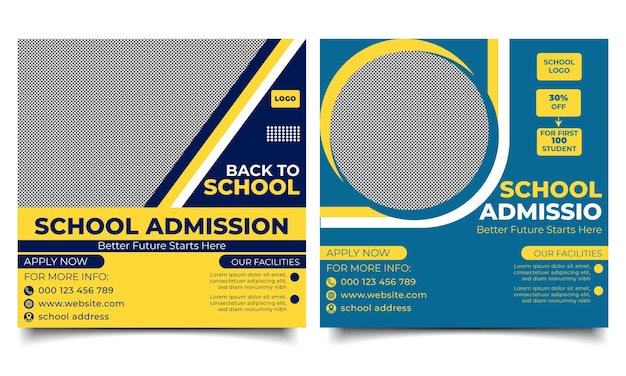 School admission banner design template. Back to school poster design.