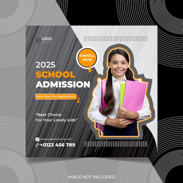 School Admission Creative social media post and instagram post template premium Vector