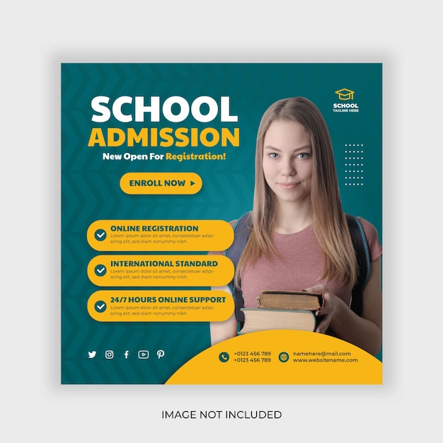 School Admission Education Social Media Instagram Post Banner Template